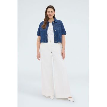 Jacheta scurta din denim cu buzunare pe piept - Albastru