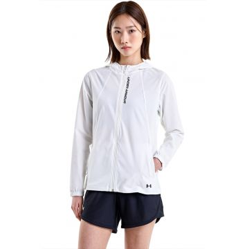 Jacheta slim fit cu gluga - pentru alergare OutRun The Storm - Alb optic