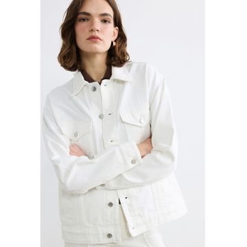 Jacheta uni de denim - Alb
