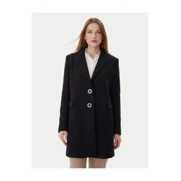 Palton dama -  slim fit - negru - lana si poliester
