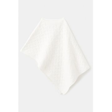 Poncho cu design torsade - Alb