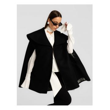 Poncho cu guler supradimensionat Sorte - Negru