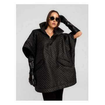 Poncho supradimensionat cu model matlasat Lace - Negru