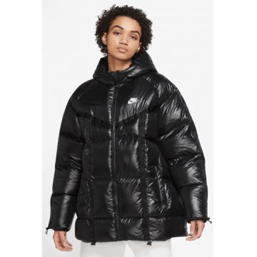 Geaca cu vatelina si logo Therma-Fit - Negru