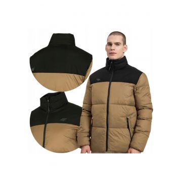 Geaca matlasata pentru barbati -  H4Z22 KUMP005 82S - Poliester - Maro deschis/Negru - Negru/Maro