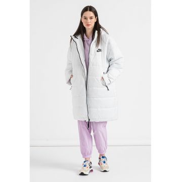 Geaca midi cu gluga Sportswear - Alb