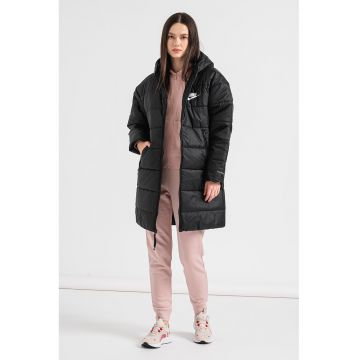 Geaca midi cu gluga Sportswear - Negru