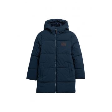 Geaca pentru copii  4FJAW23TDJAM275 - cu gluga integrata - 2 buzunare - poliester - bleumarin