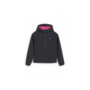 Geaca softshell pentru fete -  rezistenta la vant - gluga - poliester - neagra