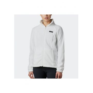 Jacheta -  alb - fleece/poliester - guler ridicat - fermoar complet