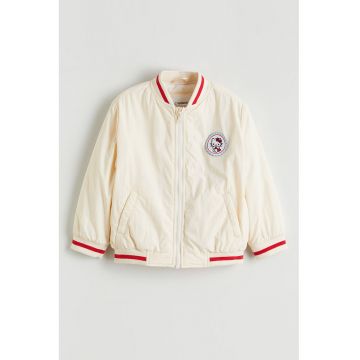 Jacheta bomber cu design Hello Kitty - Rosu/Crem