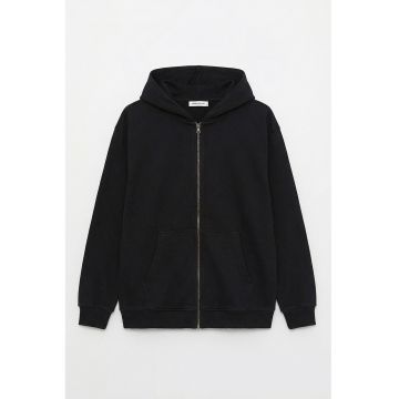 Jacheta lejera de denim cu gluga - Negru