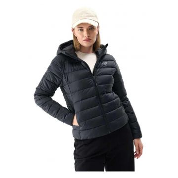 Jacheta matlasata  neagra - hidrofuga - cu gluga - pentru femei - poliester -