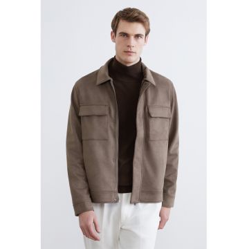 Jacheta scurta lejera cu buzunare pe piept - Maro taupe
