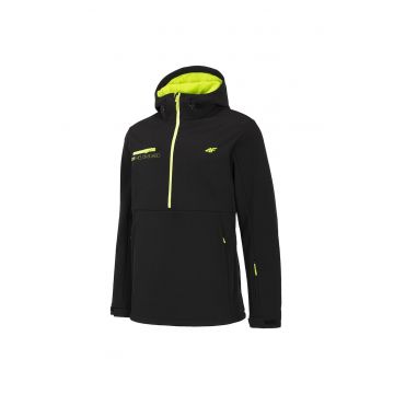 Jacheta sport  neagra - poliester - cu gluga ajustabila si 3 buzunare