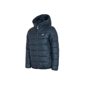 Jacheta sport pentru copii  HJZ19-JKUDP001 - matlasata - cu gluga - poliester - bleumarin