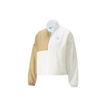 Jacheta usoara cu model colorblock Infuse - Alb/Maro camel