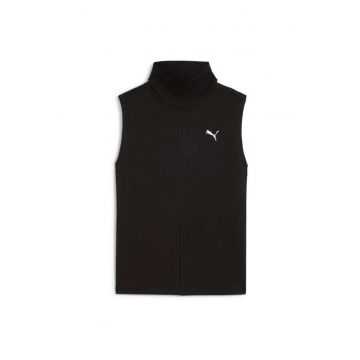 Vesta sport dama  guler inalt - bumbac/elastan - negru