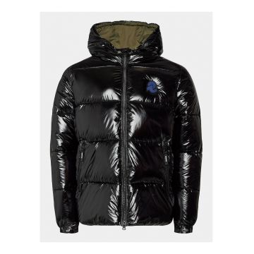 Geaca barbati -  neagra - din nailon - cu gluga si buzunare cu fermoar -
