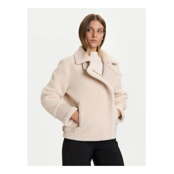 Geaca dama -  crem - material moale - fermoar - maneci lungi -