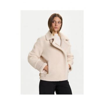 Geaca dama -  crem - material moale - fermoar - maneci lungi -