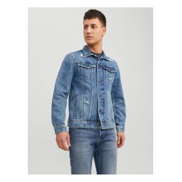 Geaca de blugi cu rupturi decorative
