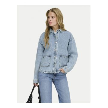 Geaca de blugi dama -  albastru - regular fit - maneca lunga - bumbac/poliester - Alb/Albastru
