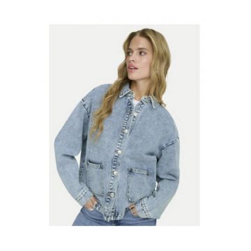 Geaca de blugi dama -  albastru - regular fit - maneca lunga - bumbac/poliester -