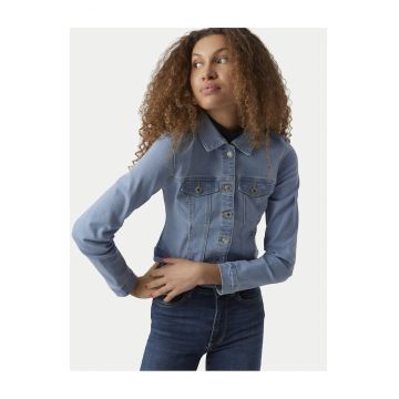 Geaca de blugi pentru femei -  slim fit - albastru - bumbac