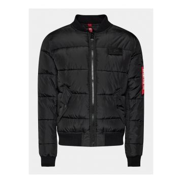 Geaca de iarna barbati -  neagra - poliester - fermoar -