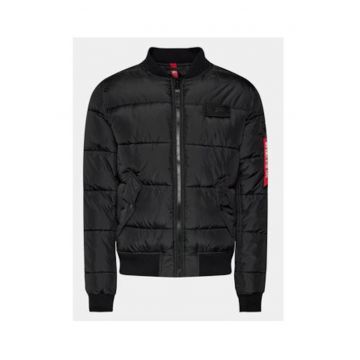Geaca de iarna barbati -  neagra - poliester - fermoar -