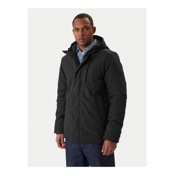 Geaca de iarna barbati -  negru - material sintetic - cu gluga - maneci lungi