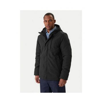 Geaca de iarna barbati -  negru - material sintetic - cu gluga - maneci lungi