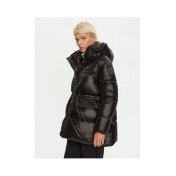 Geaca de iarna dama -  negru - sintetic - fermoar - croiala regular fit -