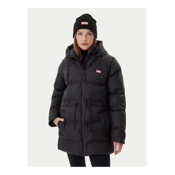 Geaca de iarna -  negru - material poliester - gluga reglabila - mansete elastice