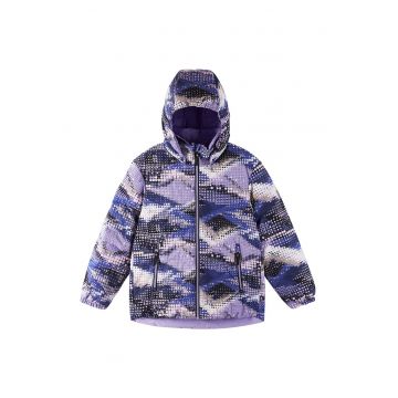 Geaca de puf Fete -  sintetic - violet - gluga detasabila - detalii reflectorizante -