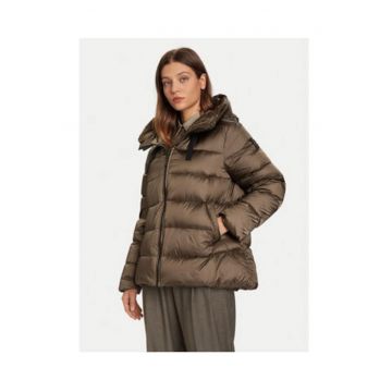 Geaca de puf pentru dama -  impermeabila - cu gluga - nylon - kaki -