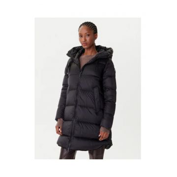 Geaca de puf pentru dama -  negru - impermeabila - cu gluga - nylon -