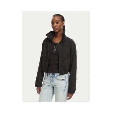 Geaca de tranzitie -  neagra - bumbac - cu fermoar - regular fit