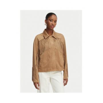 Geaca  piele ecologica - maro - regular fit - poliester