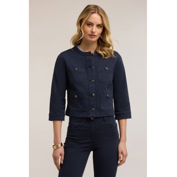 Jacheta crop cu nasturi - Bleumarin