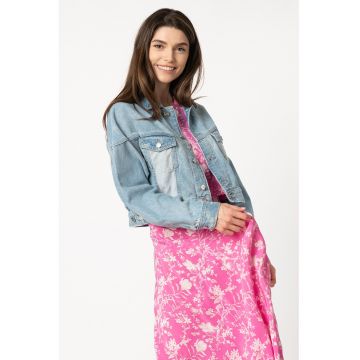 Jacheta crop de denim Volt - Albastru deschis