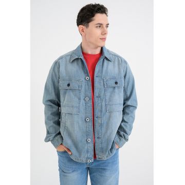 Jacheta de denim din bumbac organic - Albastru pastel