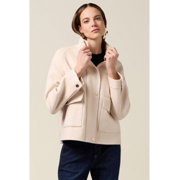 Jacheta din amestec de lana cu maneci raglan - Piersica