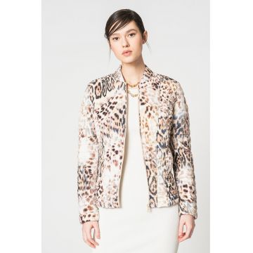 Jacheta matlasata cu animal print - Alb/Maro