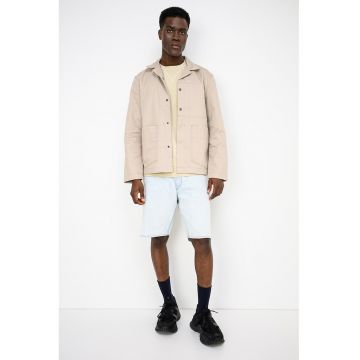 Jacheta regular fit cu guler clasic - Bej inchis