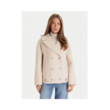 Palton dama -  bej - regular fit - lana/poliester -