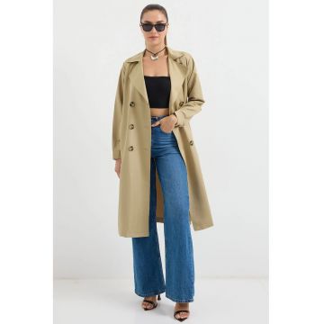 Palton dama -  lung - bej - textil