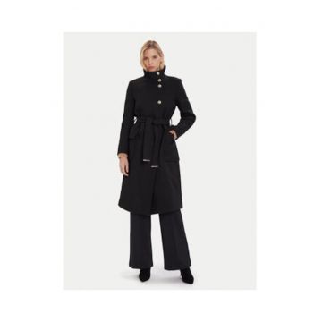 Palton dama -  negru - lana - casual -