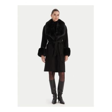 Palton dama -  negru - lana si poliamida - croiala regular fit -